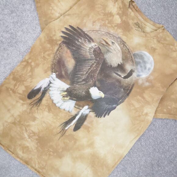 The Mountain Bald Eagle Moon Tie Dye Large Brown Short Sleeve T-Shirt - Picture 7 of 9